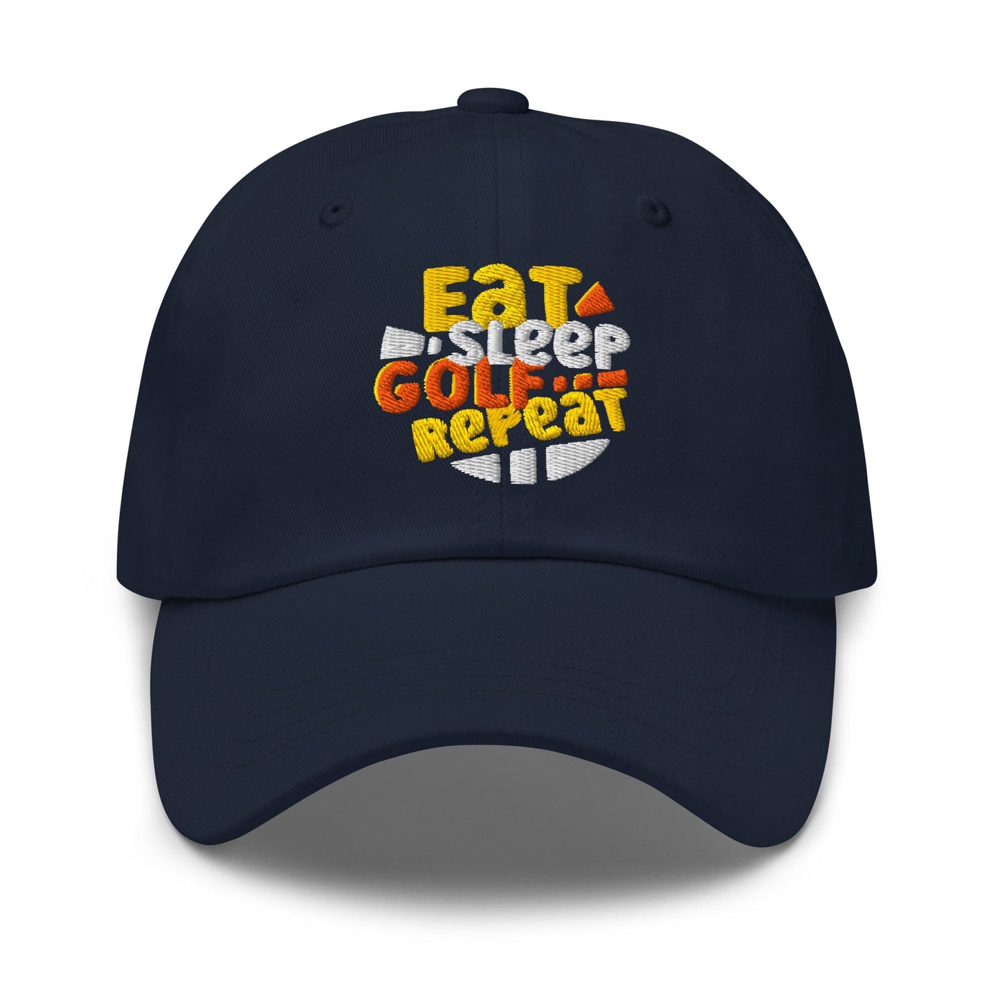 Eat Sleep Golf Repeat Fun Design Embroidered Golf Cap - Funny Golf Tee by Swing Epic
