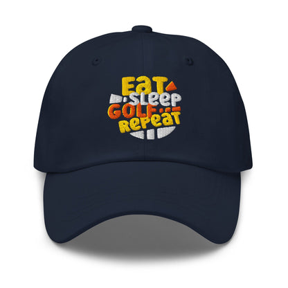 Eat Sleep Golf Repeat Fun Design Embroidered Golf Cap - Funny Golf Tee by Swing Epic