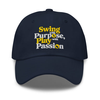 Swing with Purpose Play with Passion Embroidered Golf Cap - Funny Golf Tee by Swing Epic