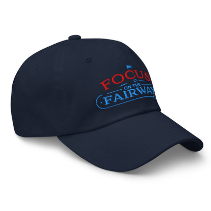 Focus on the Fairway Flag Embroidered Golf Cap - Funny Golf Tee by Swing Epic