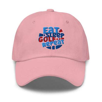 Eat Sleep Golf Repeat Fun Design Embroidered Golf Cap - Funny Golf Tee by Swing Epic