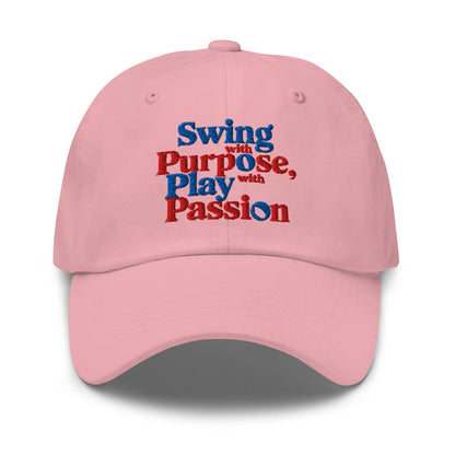 Swing with Purpose Play with Passion Embroidered Golf Cap - Funny Golf Tee by Swing Epic