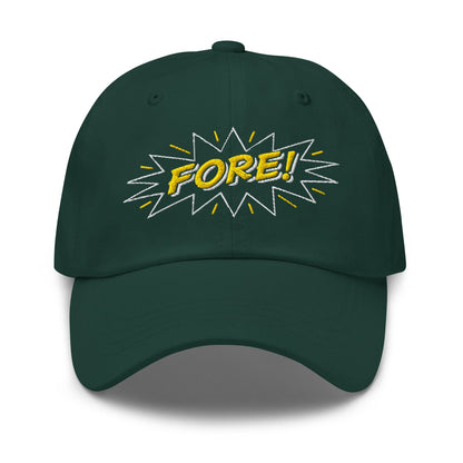 FORE! Quirky and Fun Embroidered Golf Cap - Funny Golf Tee by Swing Epic