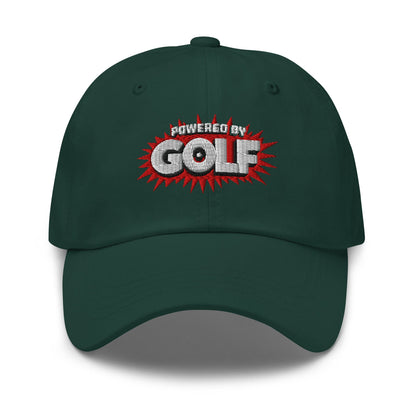 Powered By Golf Funny Embroidered Golf Cap - Funny Golf Tee by Swing Epic