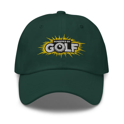 Powered By Golf Funny Embroidered Golf Cap - Funny Golf Tee by Swing Epic