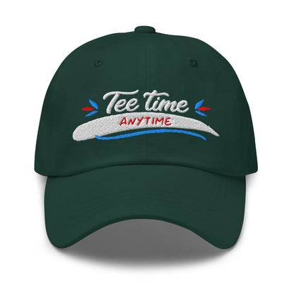 Tee Time Anytime Fun Embroidered Golf Cap - Funny Golf Tee by Swing Epic