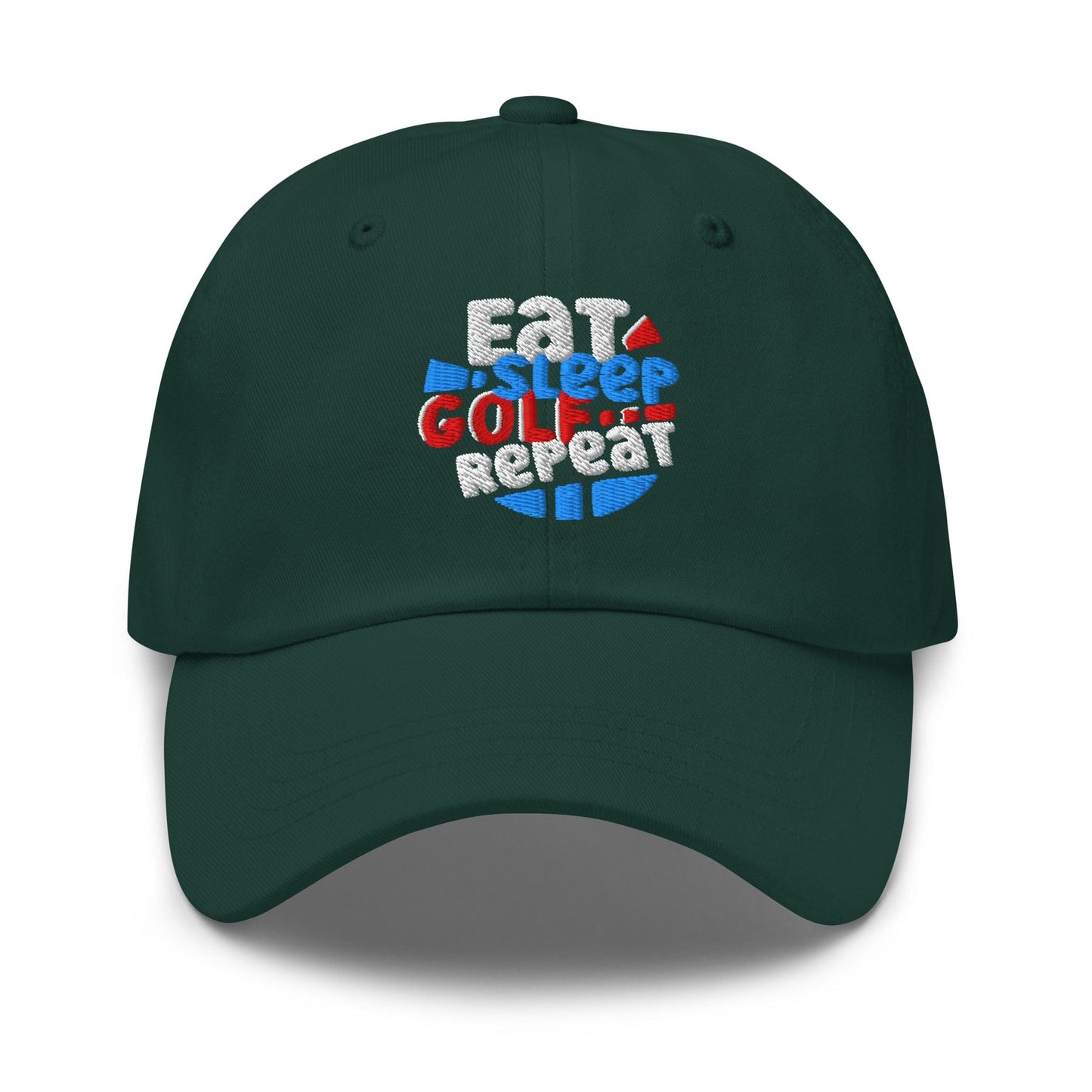 Eat Sleep Golf Repeat Fun Design Embroidered Golf Cap - Funny Golf Tee by Swing Epic
