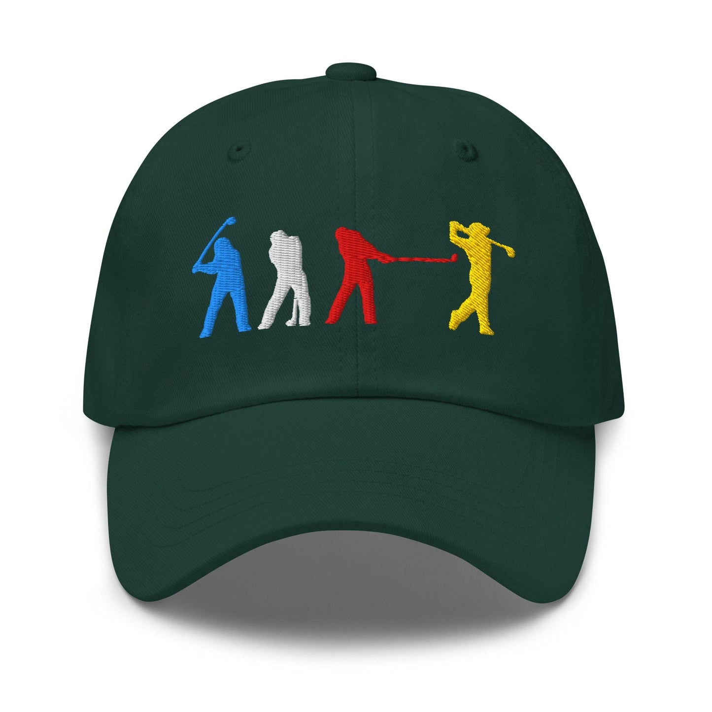 Four Swinging Silhouettes Dynamic Embroidered Golf Cap - Funny Golf Tee by Swing Epic