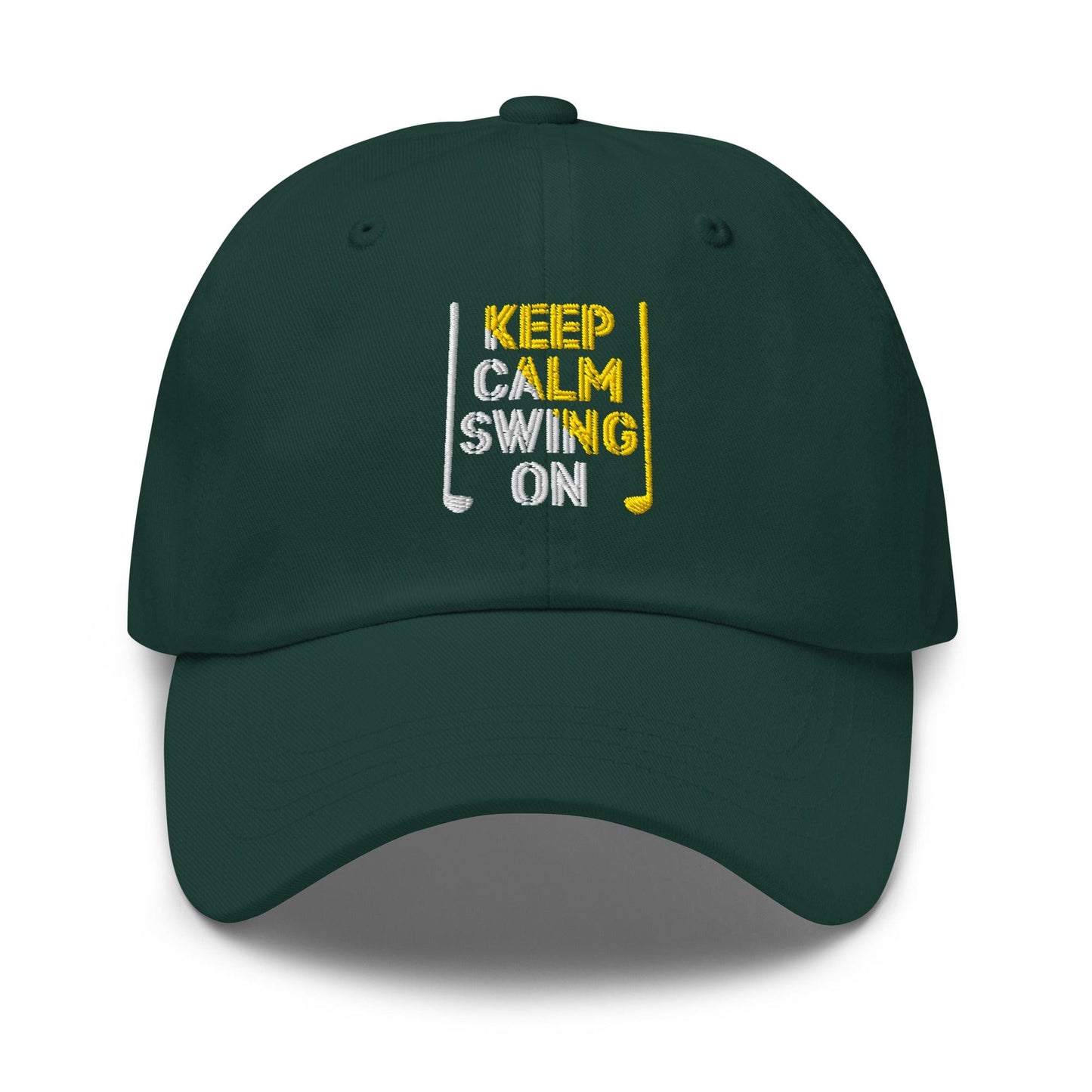 Keep Calm Swing On Embroidered Golf Cap - Funny Golf Tee by Swing Epic