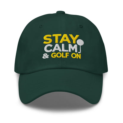 Stay Calm & Golf On Funny Embroidered Golf Cap - Funny Golf Tee by Swing Epic