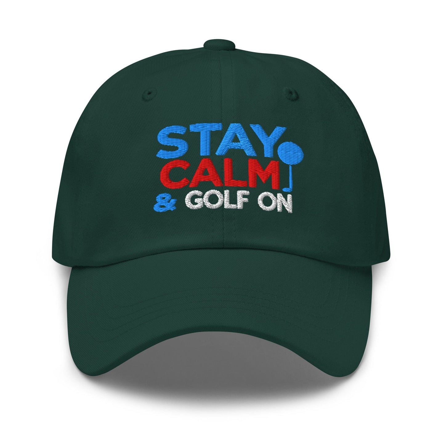 Stay Calm & Golf On Funny Embroidered Golf Cap - Funny Golf Tee by Swing Epic