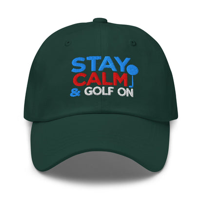 Stay Calm & Golf On Funny Embroidered Golf Cap - Funny Golf Tee by Swing Epic