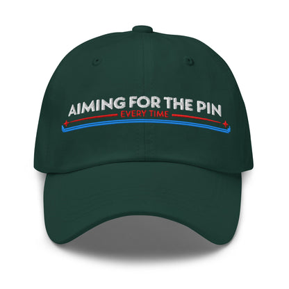 Aiming for the Pin Every Time Engaging Embroidered Golf Cap - Funny Golf Tee by Swing Epic