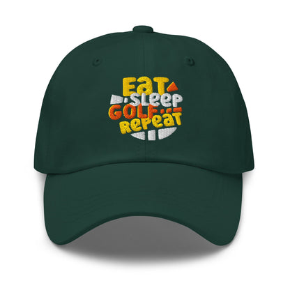 Eat Sleep Golf Repeat Fun Design Embroidered Golf Cap - Funny Golf Tee by Swing Epic