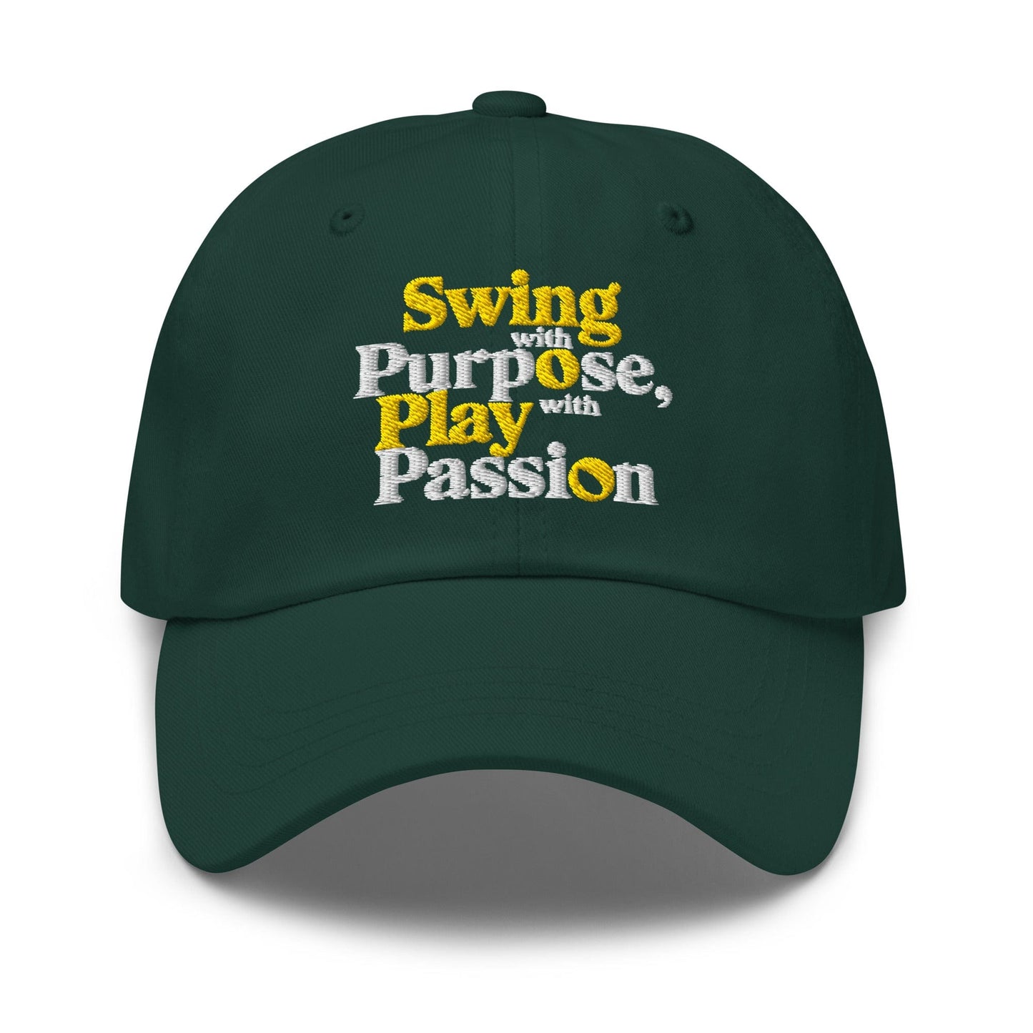 Swing with Purpose Play with Passion Embroidered Golf Cap - Funny Golf Tee by Swing Epic