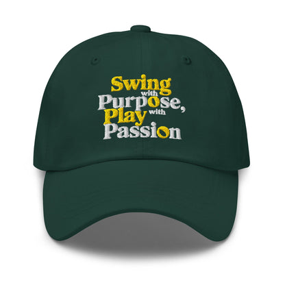 Swing with Purpose Play with Passion Embroidered Golf Cap - Funny Golf Tee by Swing Epic