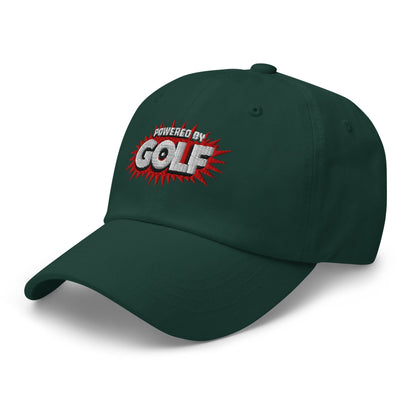 Powered By Golf Funny Embroidered Golf Cap - Funny Golf Tee by Swing Epic