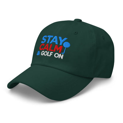 Stay Calm & Golf On Funny Embroidered Golf Cap - Funny Golf Tee by Swing Epic