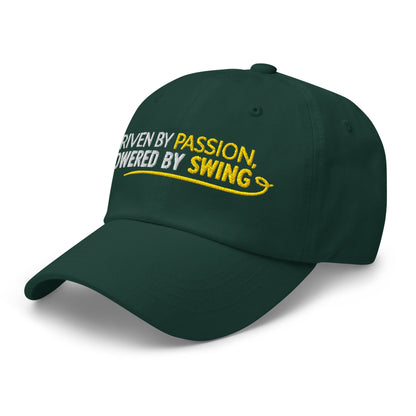 Driven by Passion Powered by Swing Embroidered Golf Cap - Funny Golf Tee by Swing Epic