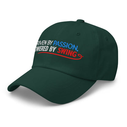 Driven by Passion Powered by Swing Embroidered Golf Cap - Funny Golf Tee by Swing Epic