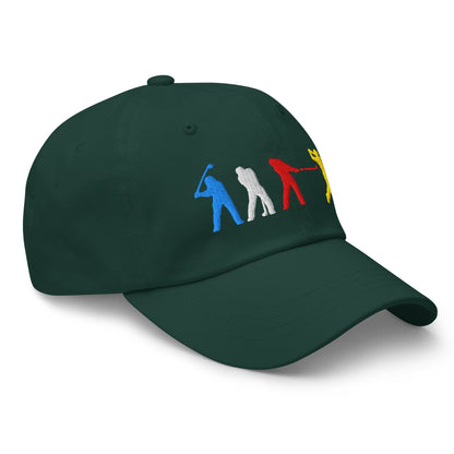 Four Swinging Silhouettes Dynamic Embroidered Golf Cap - Funny Golf Tee by Swing Epic
