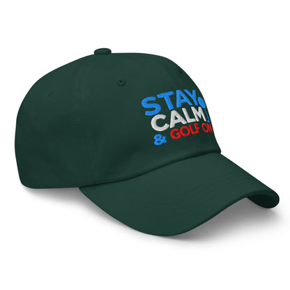 Stay Calm & Golf On Funny Embroidered Golf Cap - Funny Golf Tee by Swing Epic