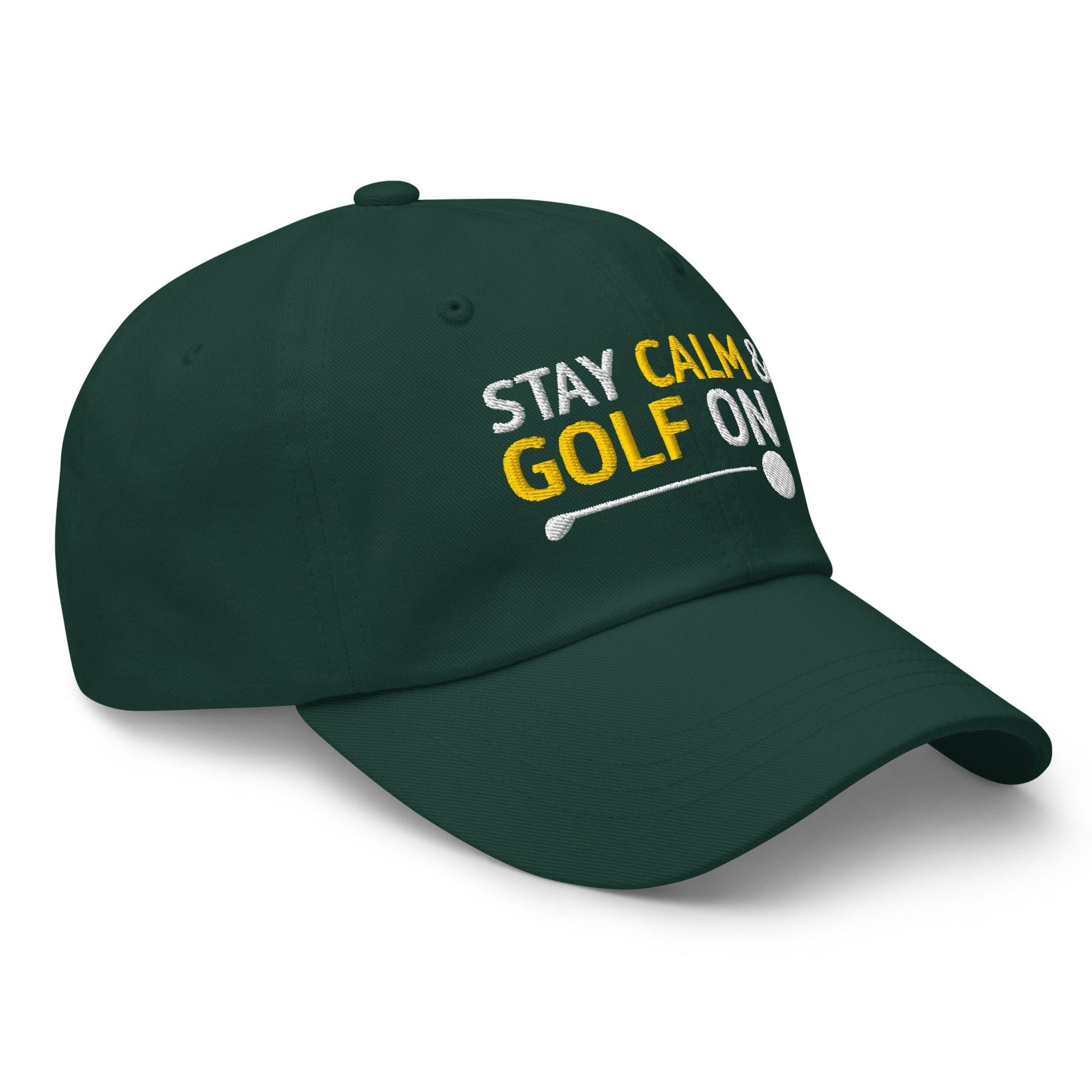 Stay Calm and Golf On Funny Embroidered Golf Cap - Funny Golf Tee by Swing Epic