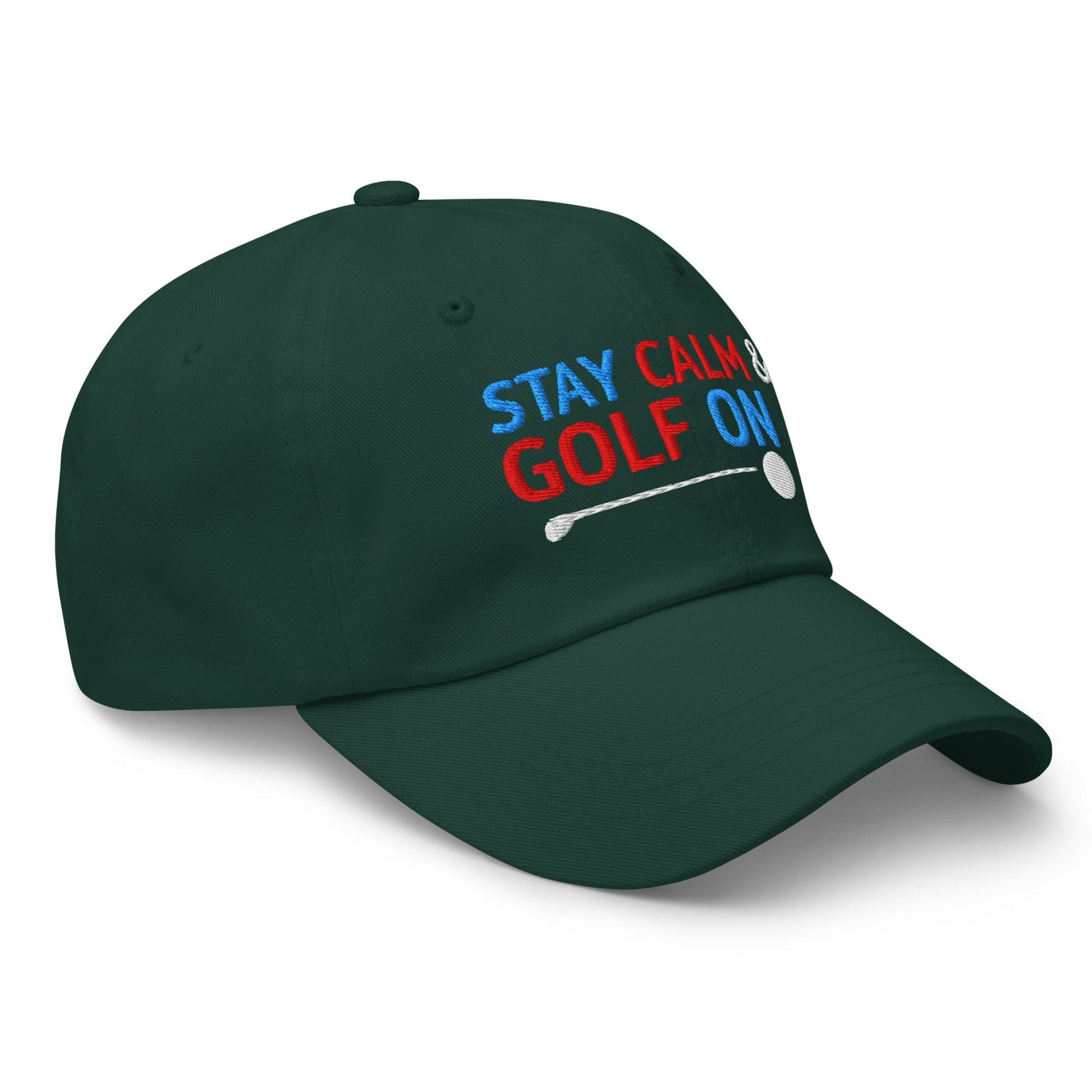 Stay Calm & Golf On Funny Embroidered Golf Cap - Funny Golf Tee by Swing Epic
