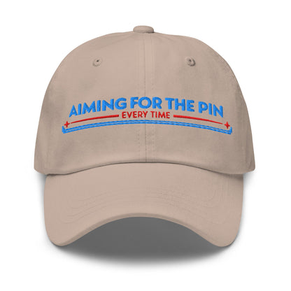 Aiming for the Pin Every Time Engaging Embroidered Golf Cap - Funny Golf Tee by Swing Epic