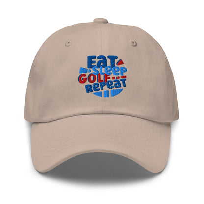 Eat Sleep Golf Repeat Fun Design Embroidered Golf Cap - Funny Golf Tee by Swing Epic