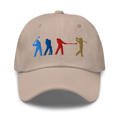 Four Swinging Silhouettes Dynamic Embroidered Golf Cap - Funny Golf Tee by Swing Epic