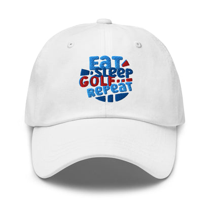 Eat Sleep Golf Repeat Fun Design Embroidered Golf Cap - Funny Golf Tee by Swing Epic