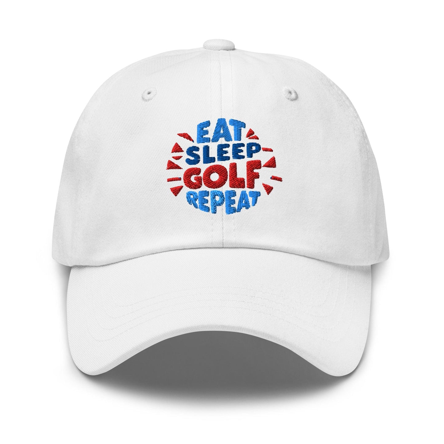 Eat Sleep Golf Repeat Fun Design Embroidered Golf Cap - Funny Golf Tee by Swing Epic