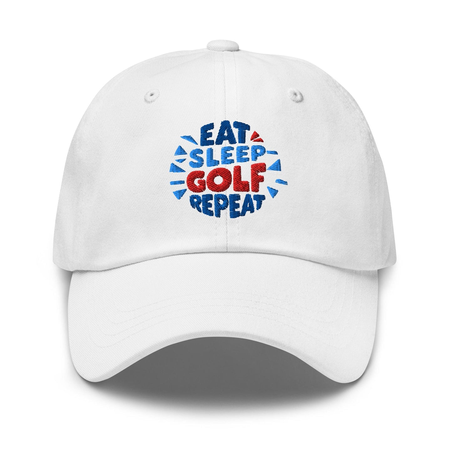 Eat Sleep Golf Repeat Fun Design Embroidered Golf Cap - Funny Golf Tee by Swing Epic