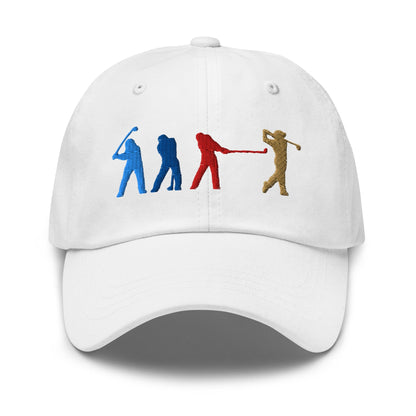 Four Swinging Silhouettes Dynamic Embroidered Golf Cap - Funny Golf Tee by Swing Epic