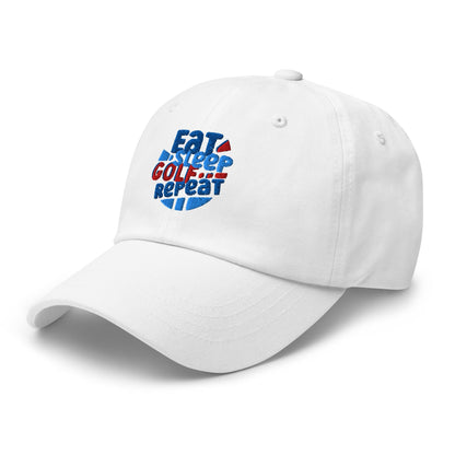 Eat Sleep Golf Repeat Fun Design Embroidered Golf Cap - Funny Golf Tee by Swing Epic