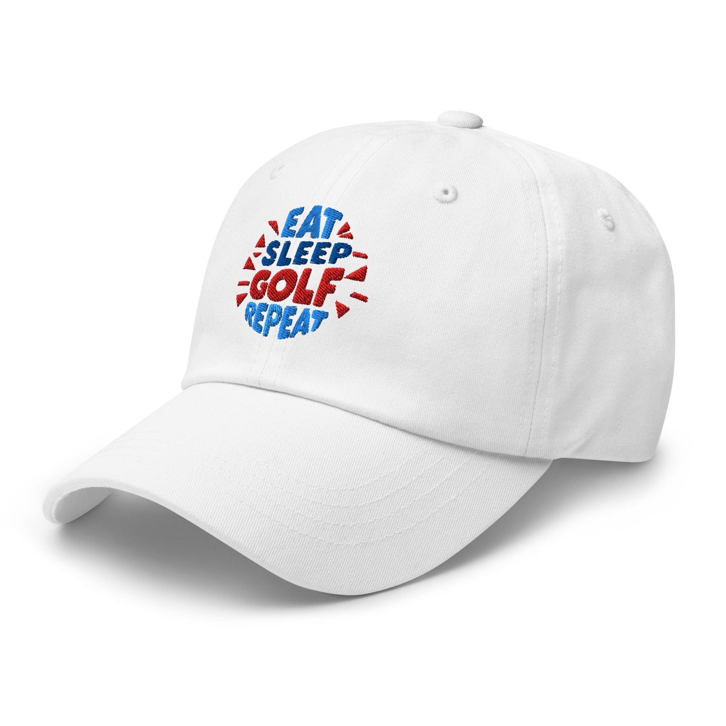 Eat Sleep Golf Repeat Fun Design Embroidered Golf Cap - Funny Golf Tee by Swing Epic