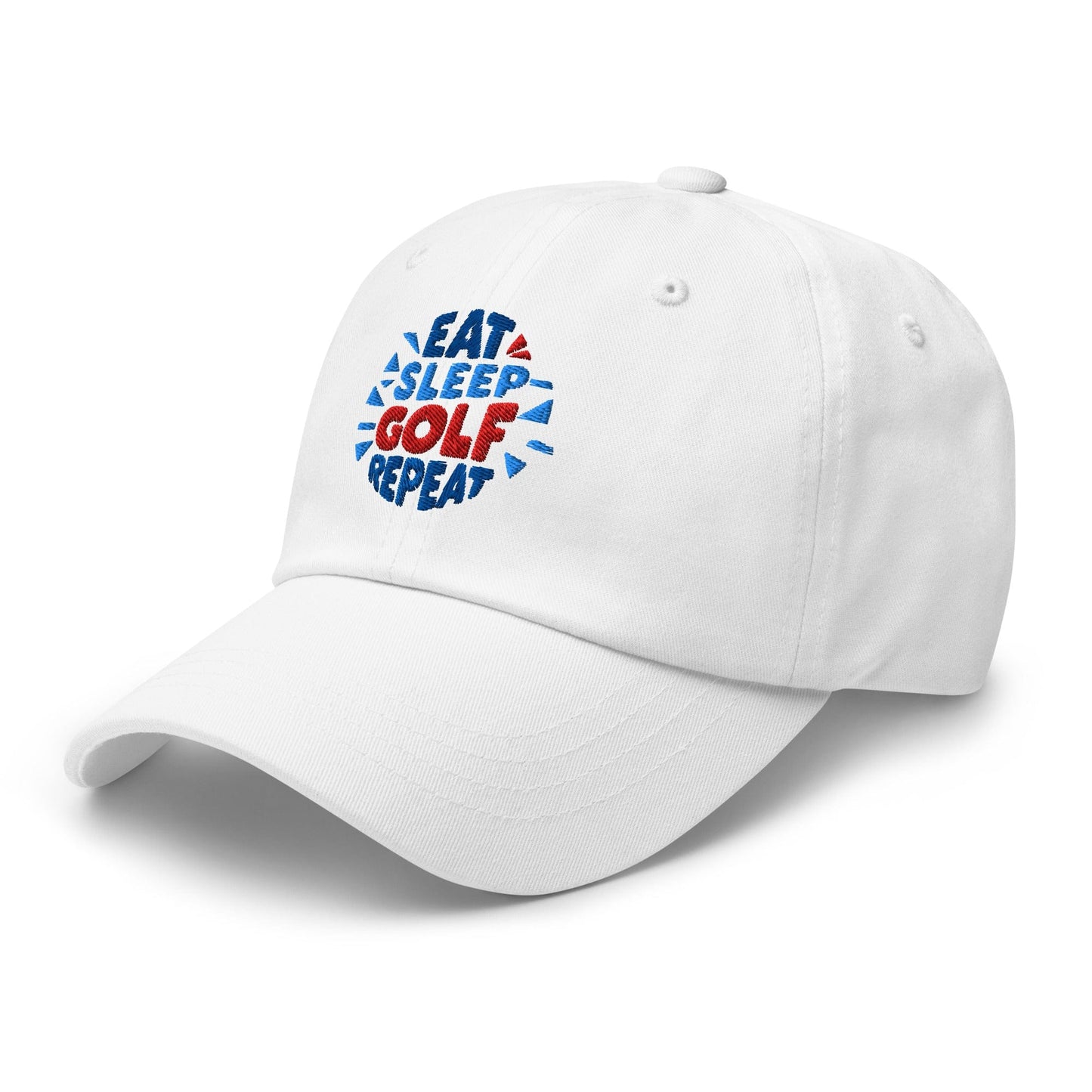 Eat Sleep Golf Repeat Fun Design Embroidered Golf Cap - Funny Golf Tee by Swing Epic