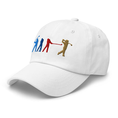 Four Swinging Silhouettes Dynamic Embroidered Golf Cap - Funny Golf Tee by Swing Epic