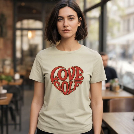 Love Golf Heart Artistic Design Tee Shirt