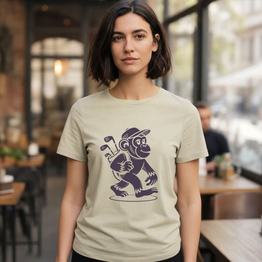 Cute Monkey Golfer Graphic Tee for Casual Wear