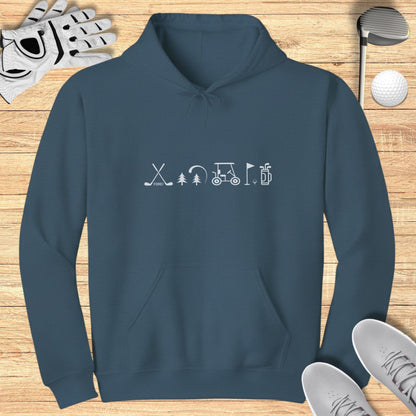 Fun Golf Symbols Blue Hoodie for Relaxing Golf Days