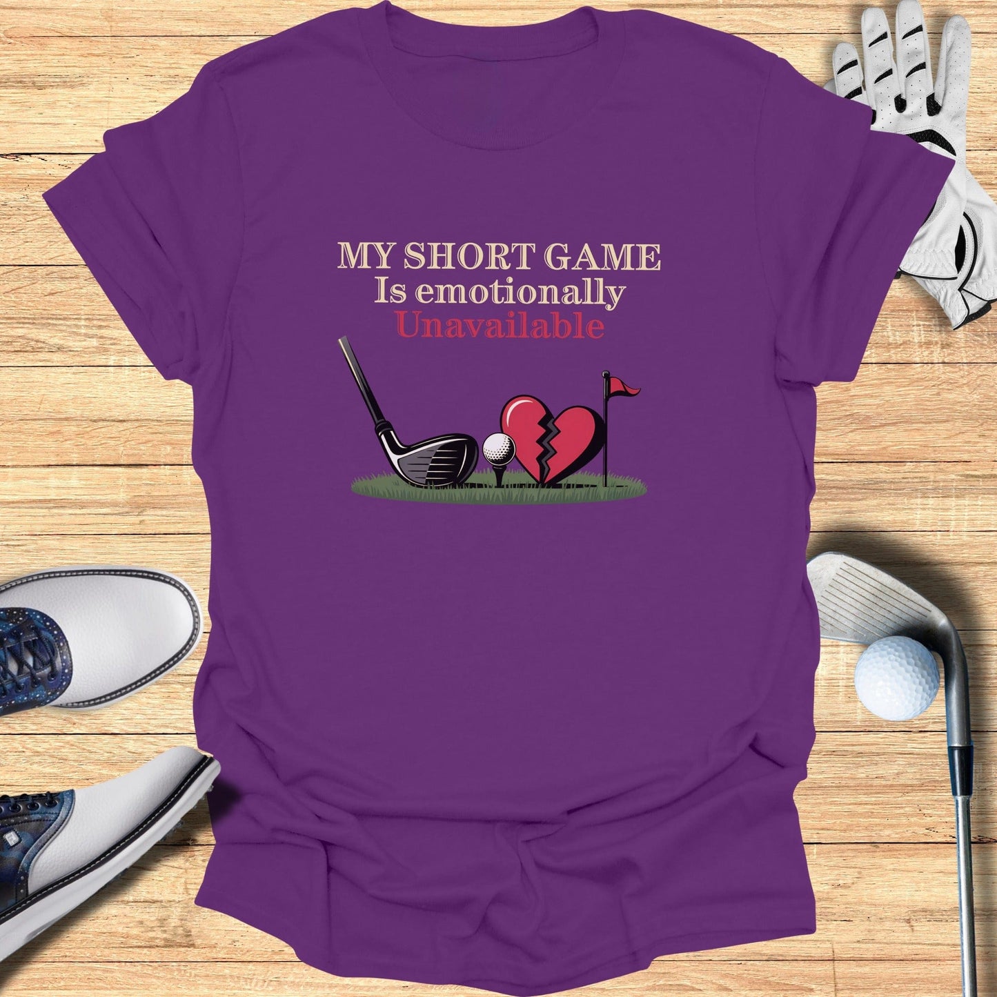 Emotionally Unavailable Short Game T-Shirt - Funny Golf Tee by Swing Epic