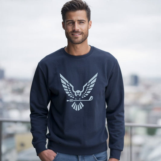 Stylish Bird Design Navy Blue Long Sleeve Shirt