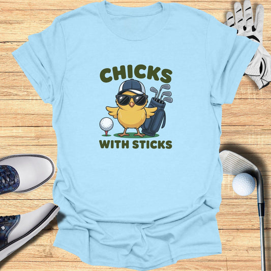 Chicks With Sticks T-Shirt - Funny Golf Tee by Swing Epic