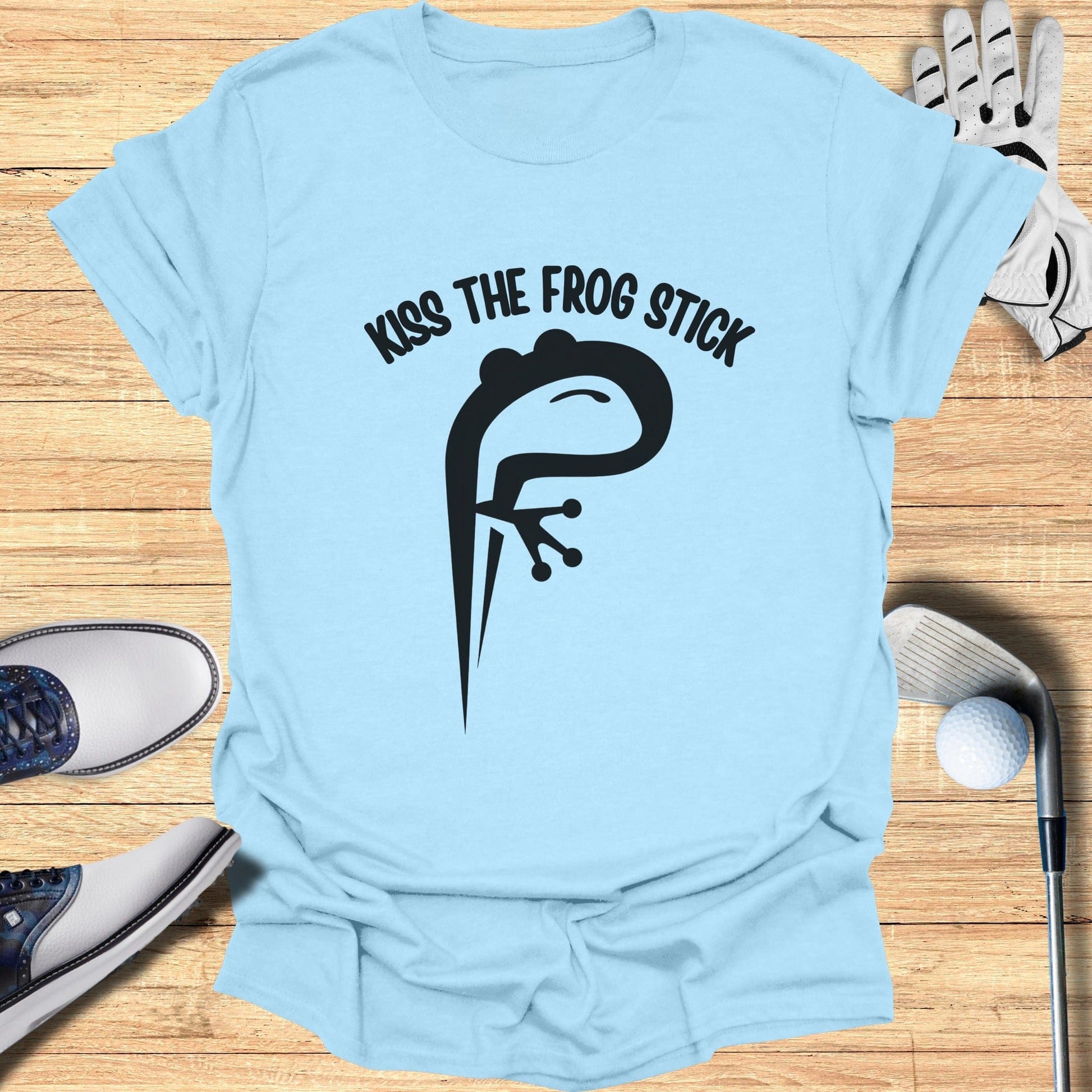 Kiss The Frog Stick Design Shirt for Golf Enthusiasts