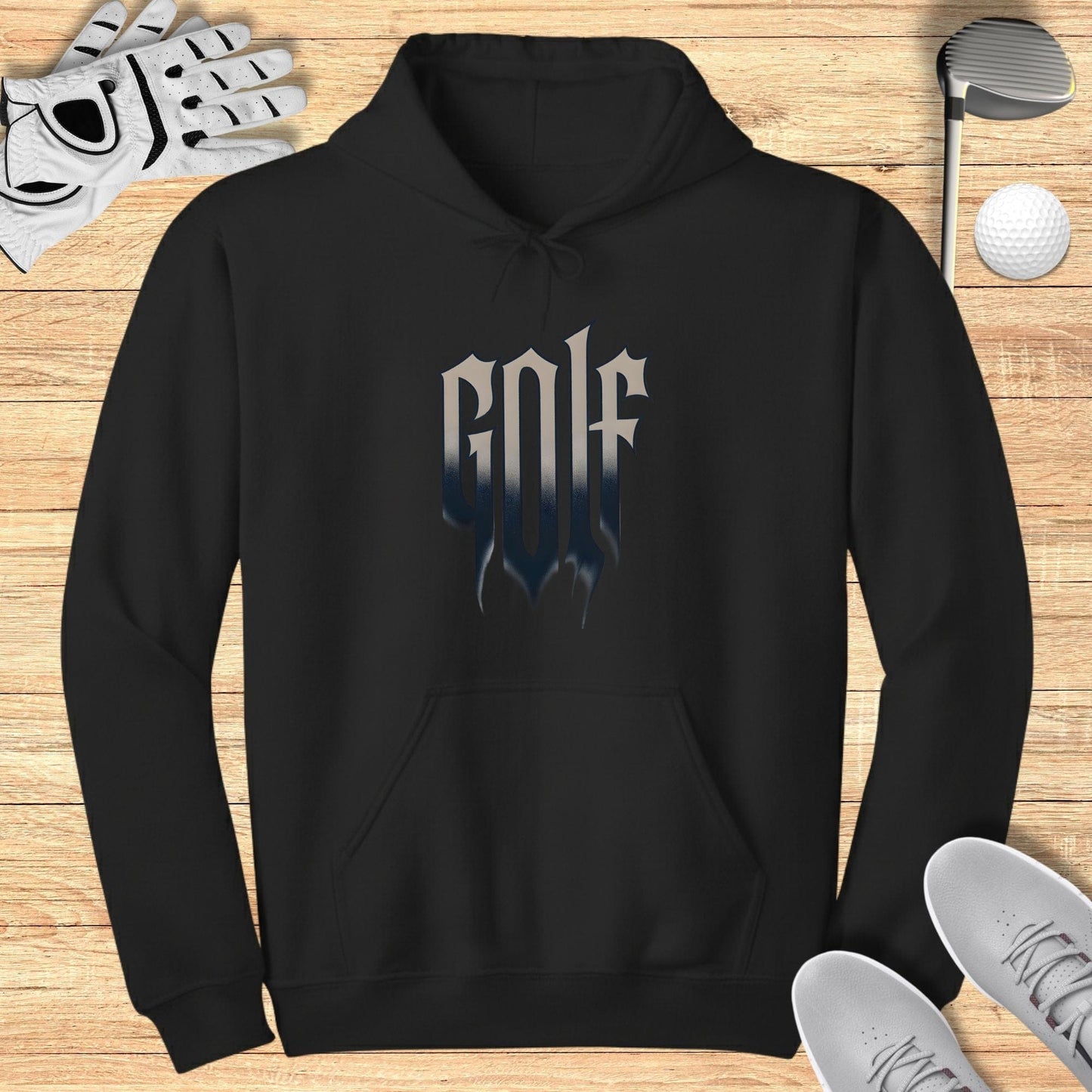 Stylish Hoodie with GOLF Print in Black Design