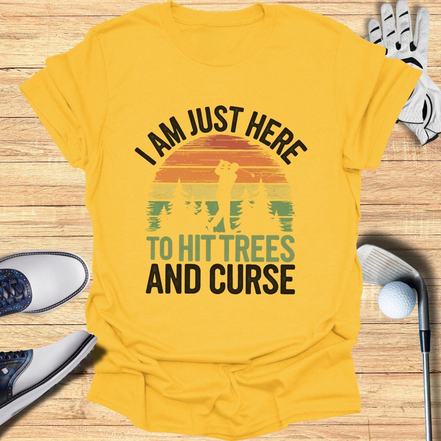Just Here To Hit Trees T-Shirt - Funny Golf Tee by Swing Epic
