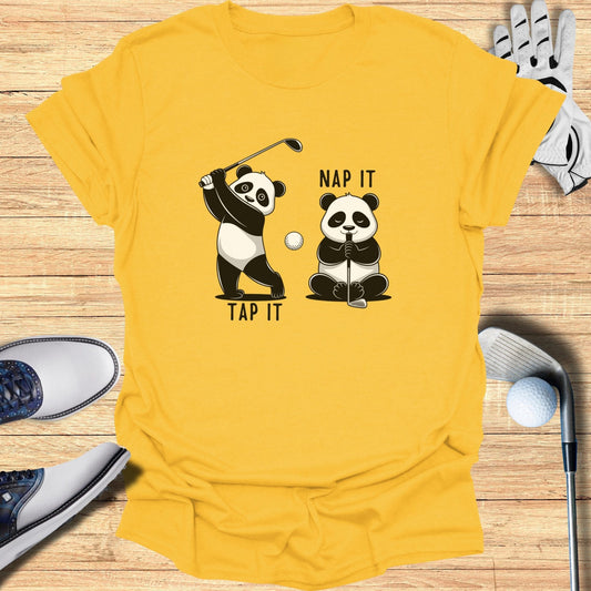 Tap It Nap It Panda Golfers T-Shirt - Funny Golf Tee by Swing Epic