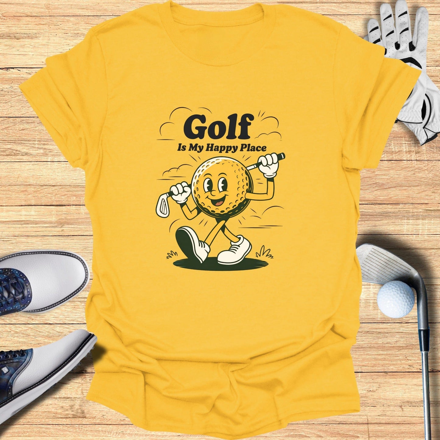 Golf Is My Happy Place T-Shirt - Funny Golf Tee by Swing Epic